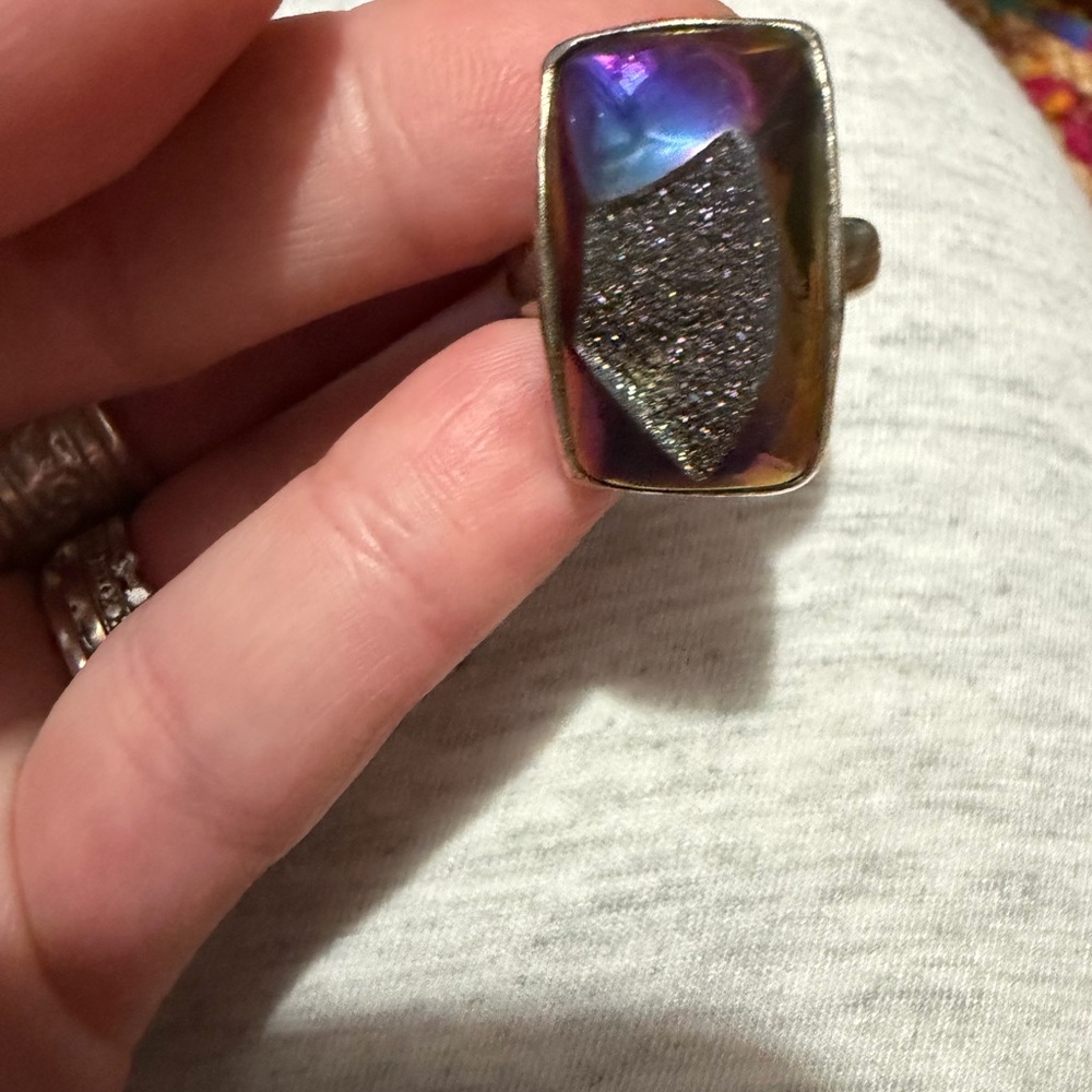 Sterling Multicolored Stone Ring - image 2